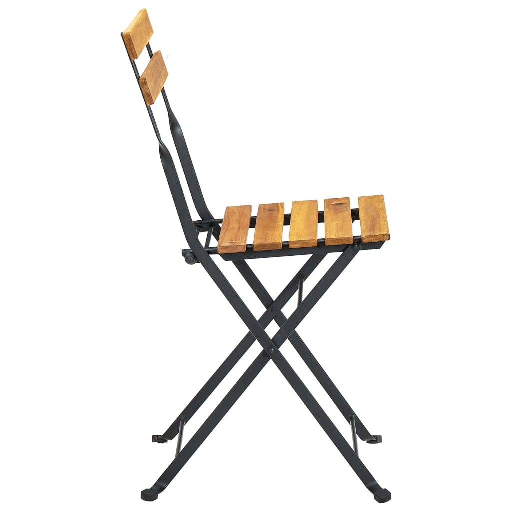Lot de 6 chaises de jardin pliables bois d'acacia et acier naturel 40 x 39 x 79 cm - PANGIVO - Image 5