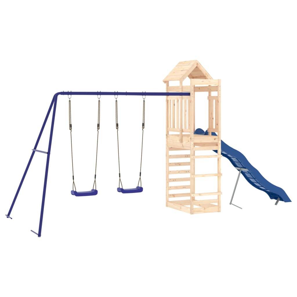 Helloshop26 - Aire de jeux d'extérieur balançoires toboggan portiques robuste jeux jardin 492 x 185 x 239 cm bois de pin massif - Image 1