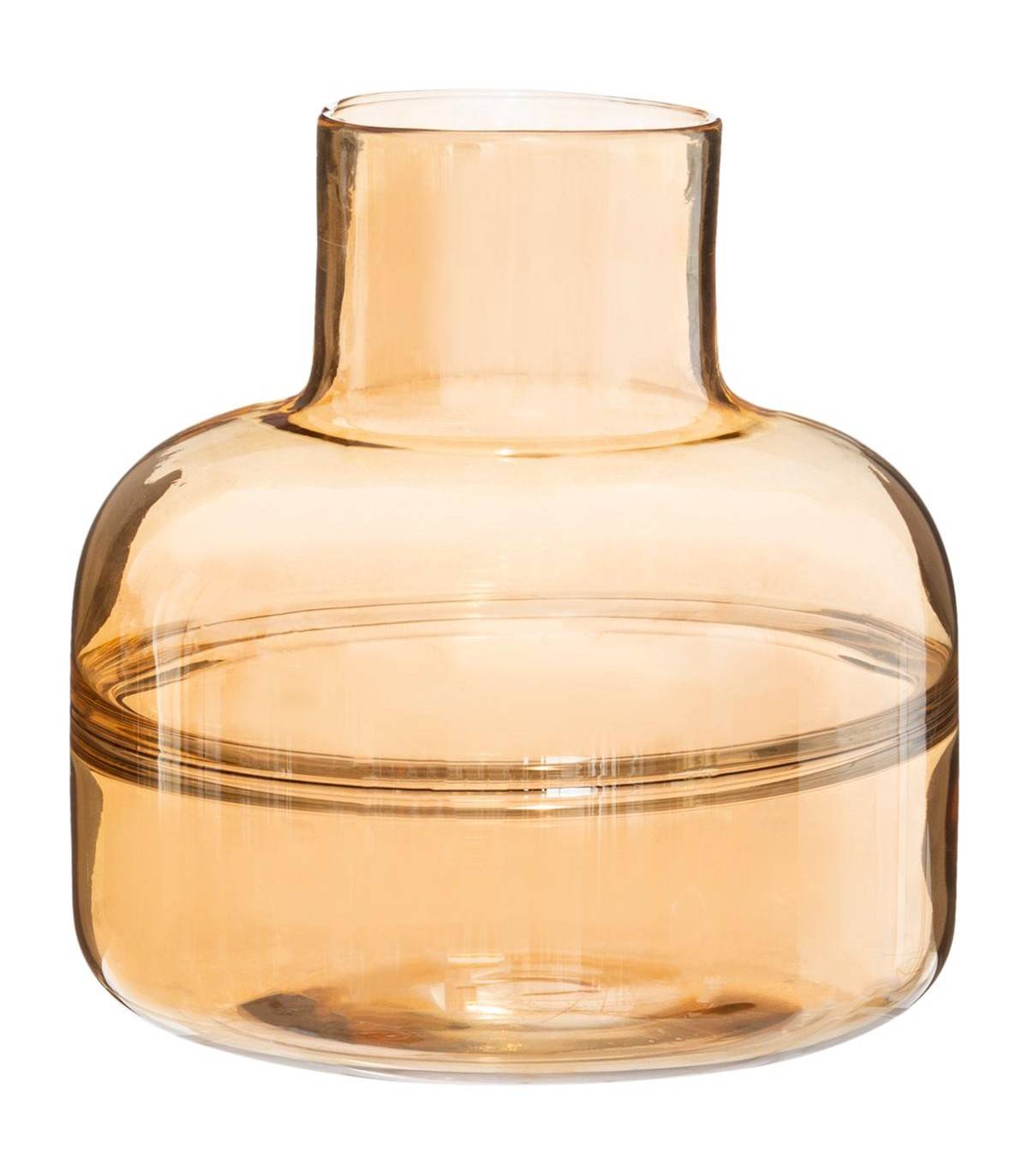 Vase large fond en Verre ambre et brillant H 25 cm - Image 1