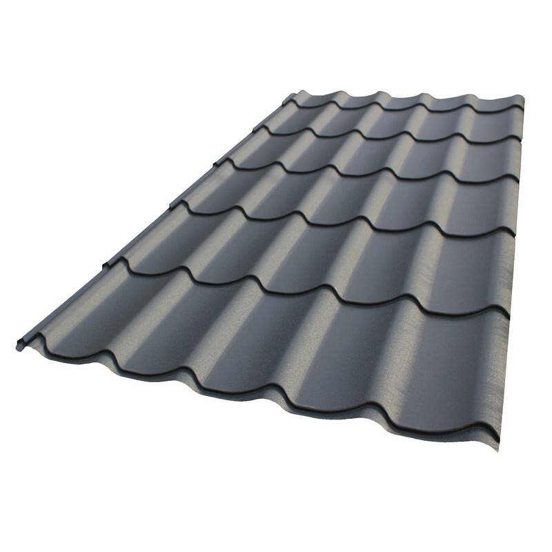 Plaque acier galvanisé laqué mat aspect tuile L 1,95 m / l 1,04 m - Coloris - Gris anthracite mat, Largeur - 1,04 m, Longueur - 1,95 m - Image 1