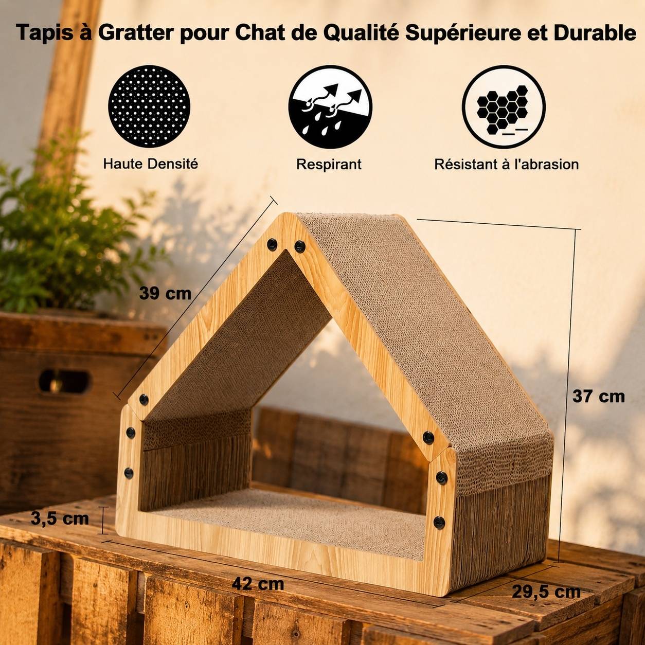 Grattoir Pour Chat Maison En Carton Ondulé Extra Long Confortable Et Stables - Image 2