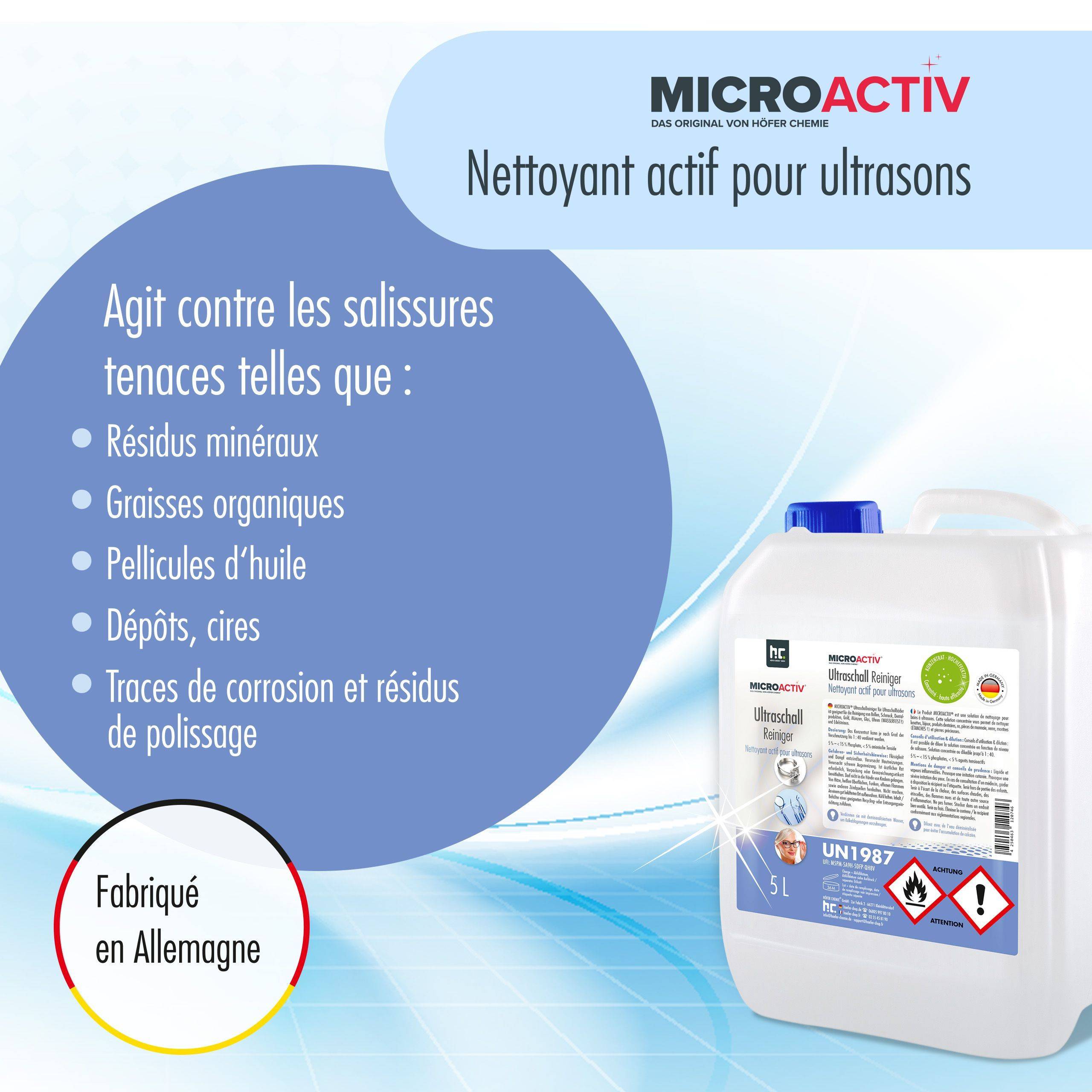 Produit detergent ultrason Microactiv® en bouteille de 1 L x 1 - Image 2