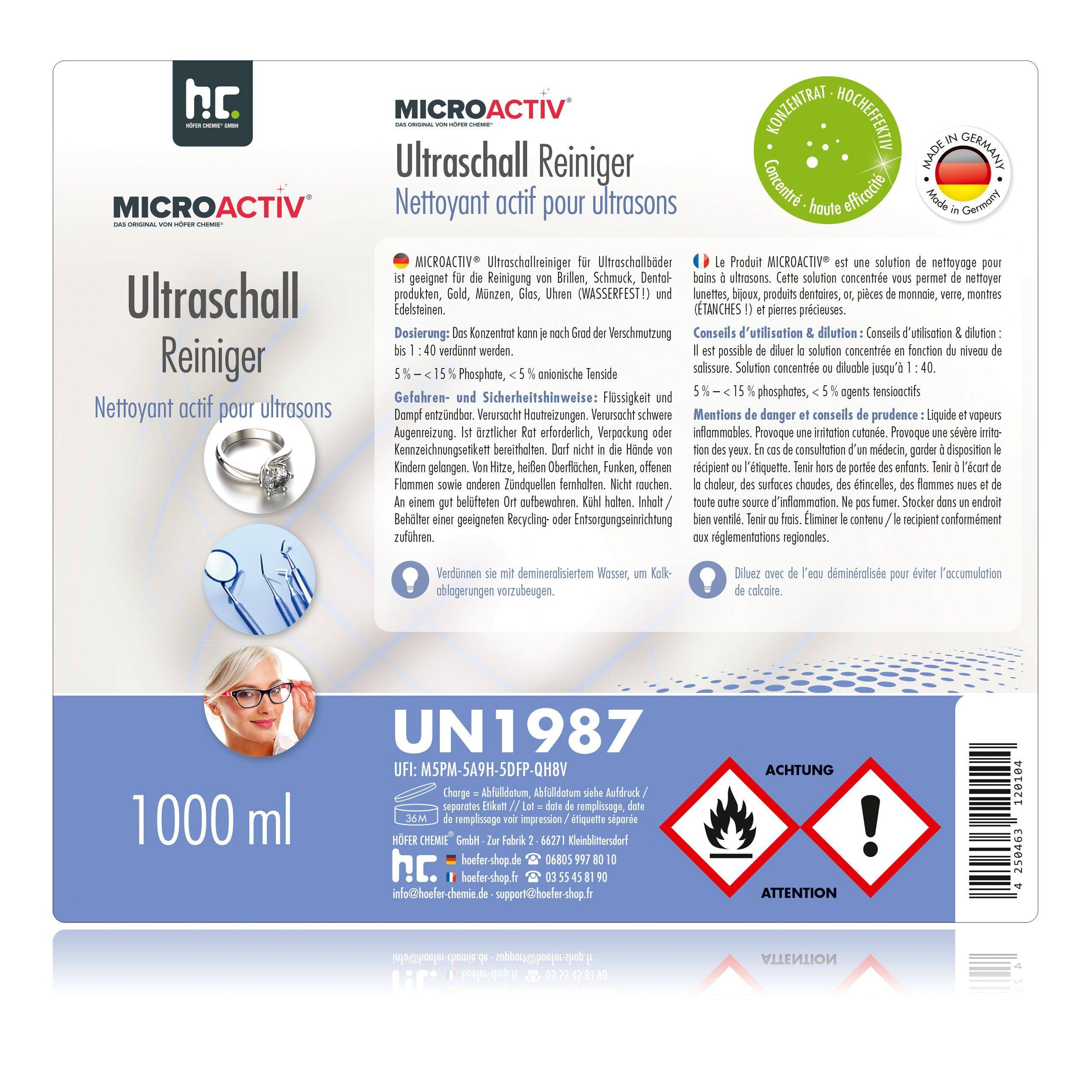 Produit detergent ultrason Microactiv® en bouteille de 1 L x 1 - Image 5