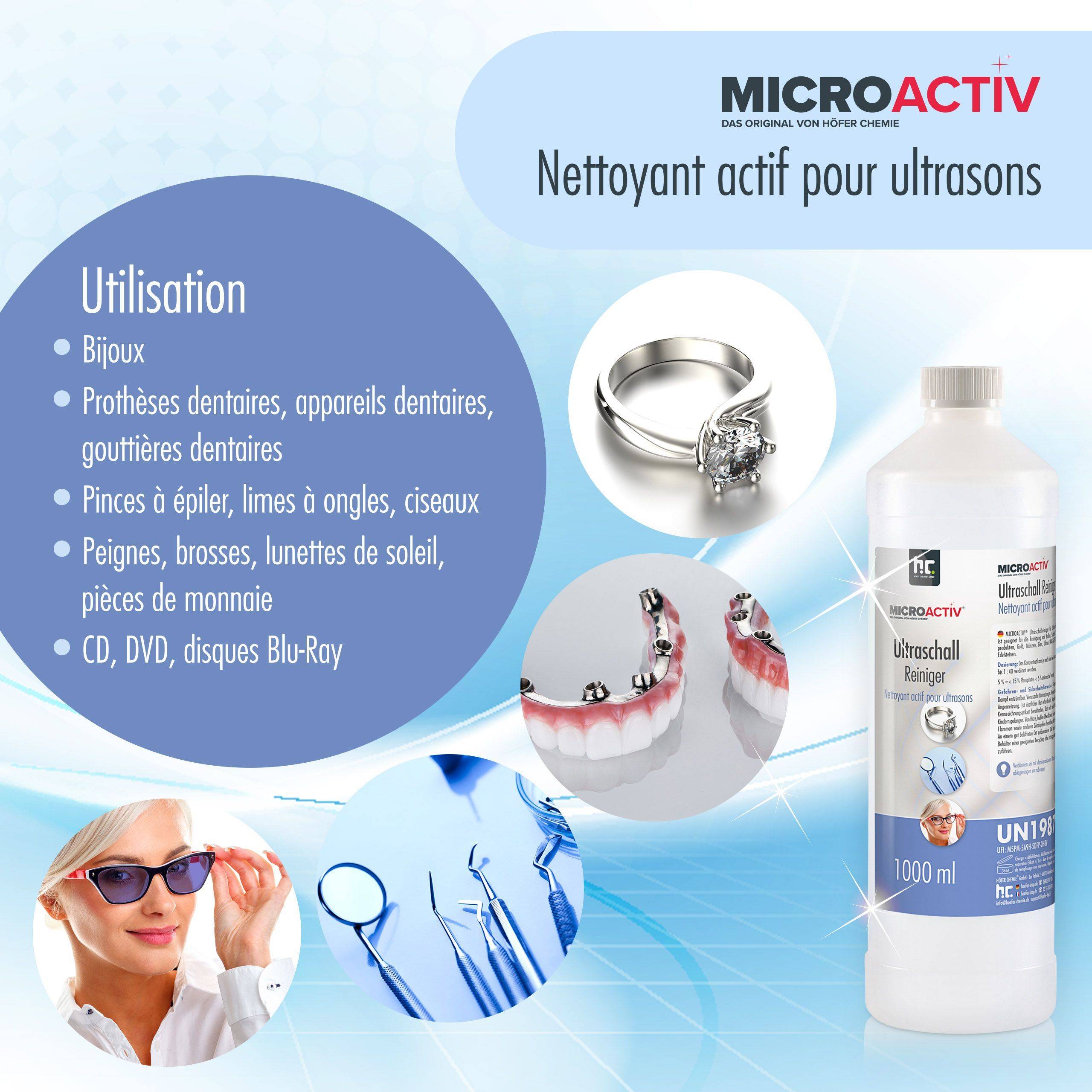 Produit detergent ultrason Microactiv® en bouteille de 1 L x 1 - Image 4