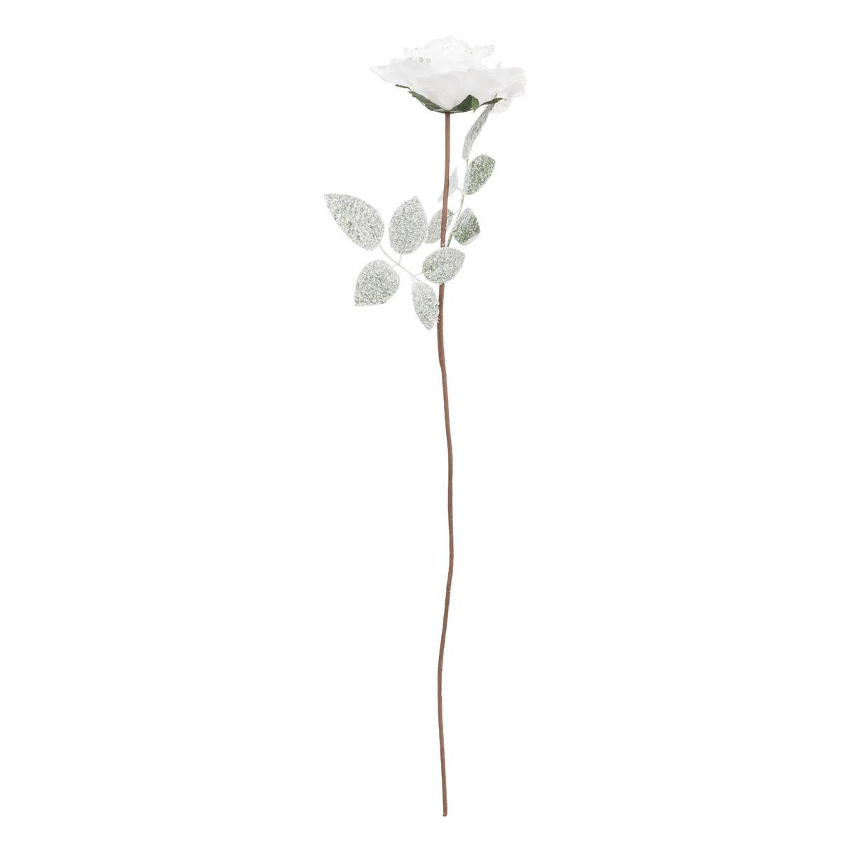 Fééric Lights & Christmas - Branche décorative spéciale fêtes Rose blanche & Paillettes H 75 cm - Image 1