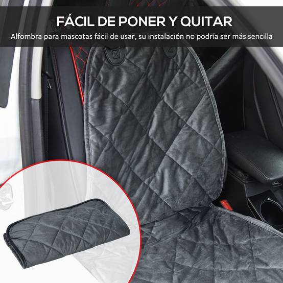 Housse de Siège Avant pour Chien 105 x 46 cm, Protection Antidérapante avec Ancrage et Sangle, SUV/Camionnette/Fourgon, Grise - Image 7