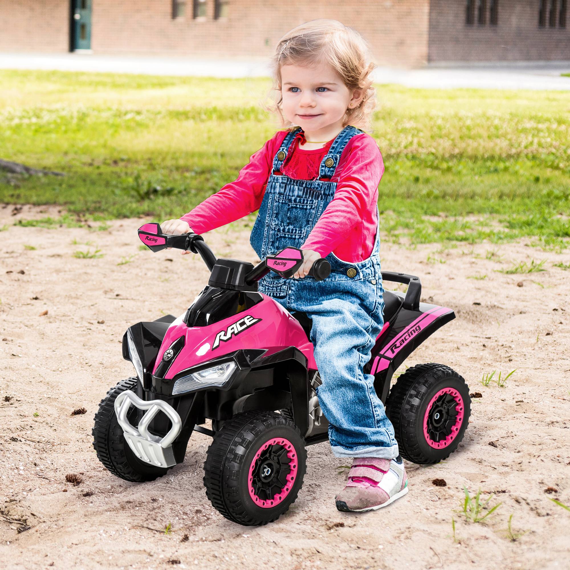Sans Marque - Porteur Enfants SANS Moteur Quad 18-36 Mois 67x38x44 cm Effets Lumineux sonores Rose Noir PAS ÉLECTRIQUE - Image 3