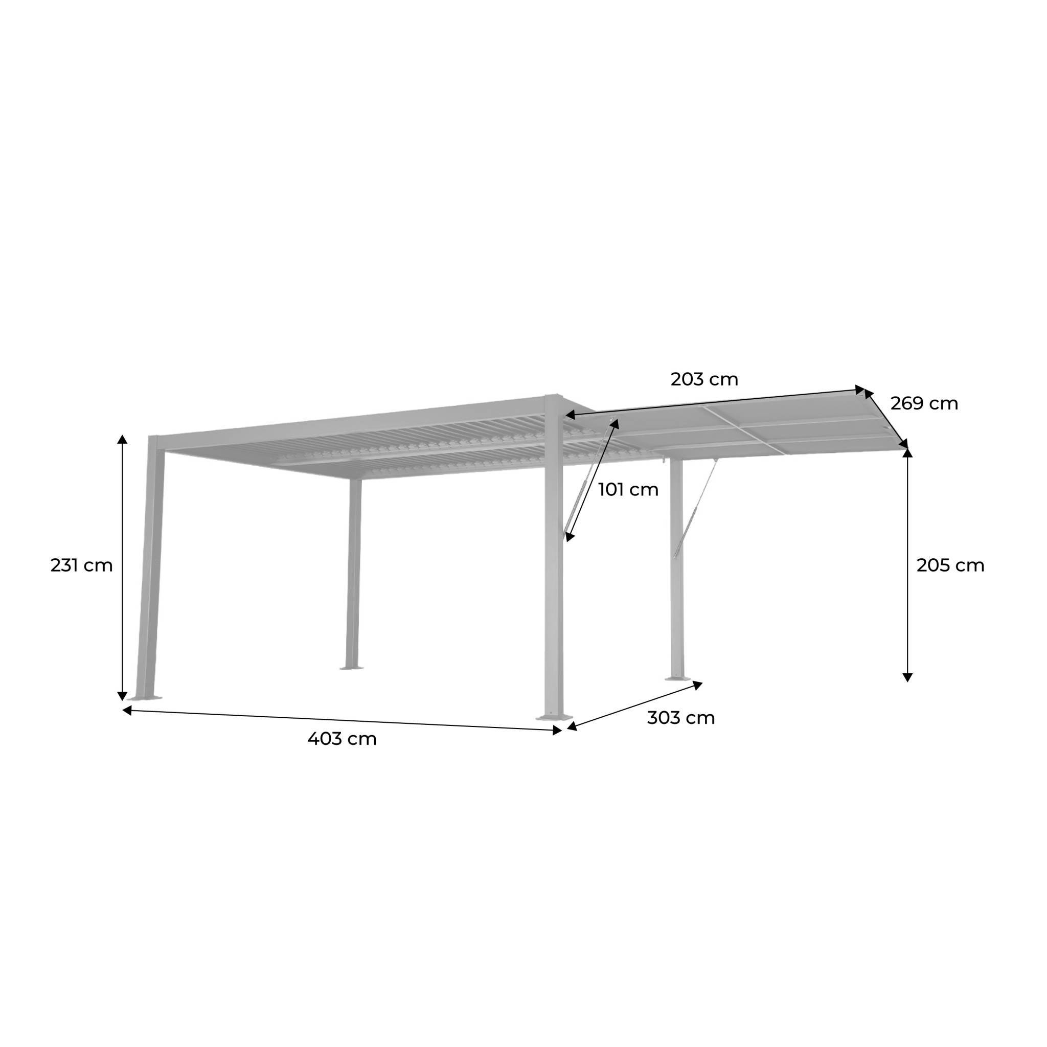 Pergola bioclimatique aluminium et acier 4x3m + auvent 3m anthracite Palace | sweeek - Image 4