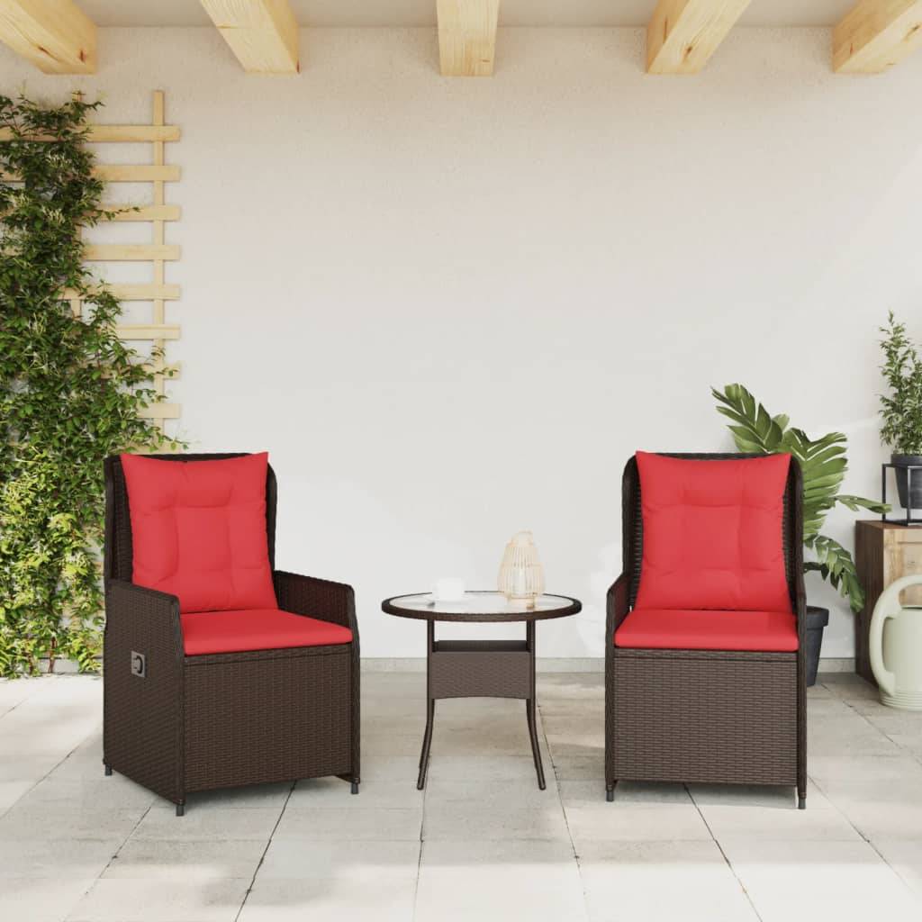 Chaises de jardin inclinables résine tressée marron 55 x 60 x 93 cm - PANGIVO - Image 3