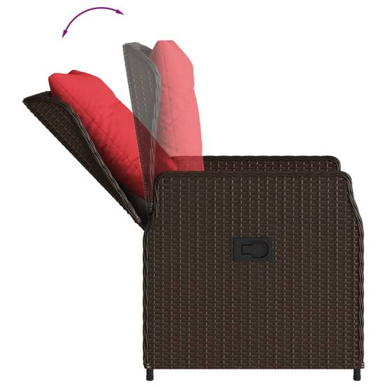 Chaises de jardin inclinables résine tressée marron 55 x 60 x 93 cm - PANGIVO - Image 8