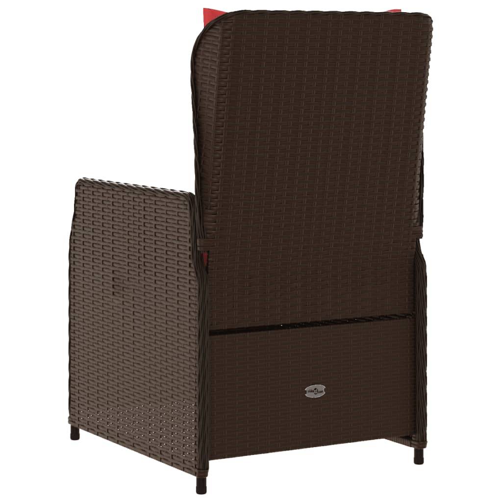 Chaises de jardin inclinables résine tressée marron 55 x 60 x 93 cm - PANGIVO - Image 7