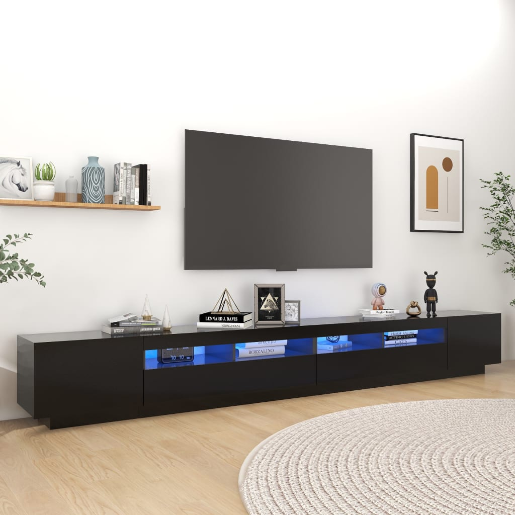 Vidaxl - Meuble TV avec lumières LED Noir 300x35x40 cm - vidaXL - Image 2
