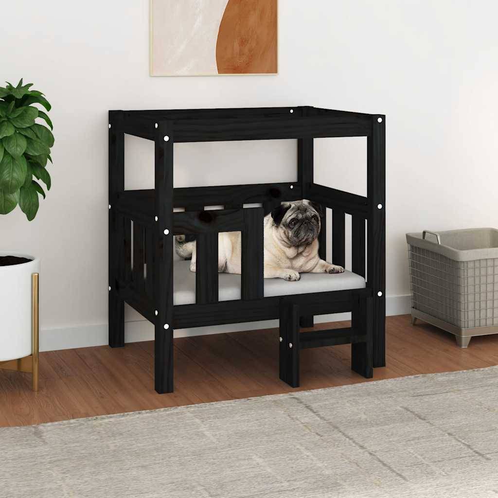 Vidaxl - Lit pour chien Noir 65,5x50,5x70 cm Bois de pin solide vidaXL 822376 - Image 1
