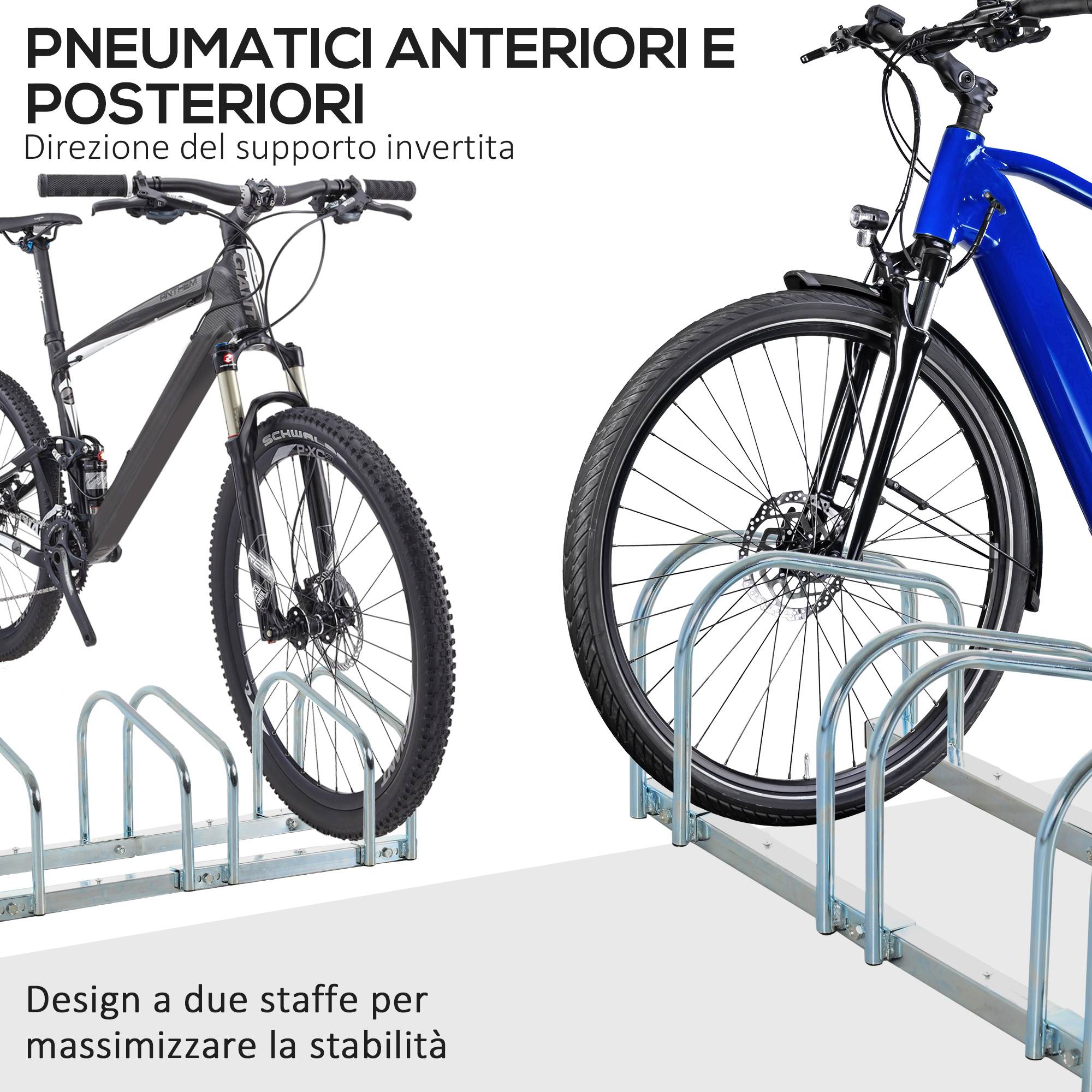 Râtelier porte-vélos de stationnement pour 6 vélos en acier, 179x33x27 cm, argenté - Image 8