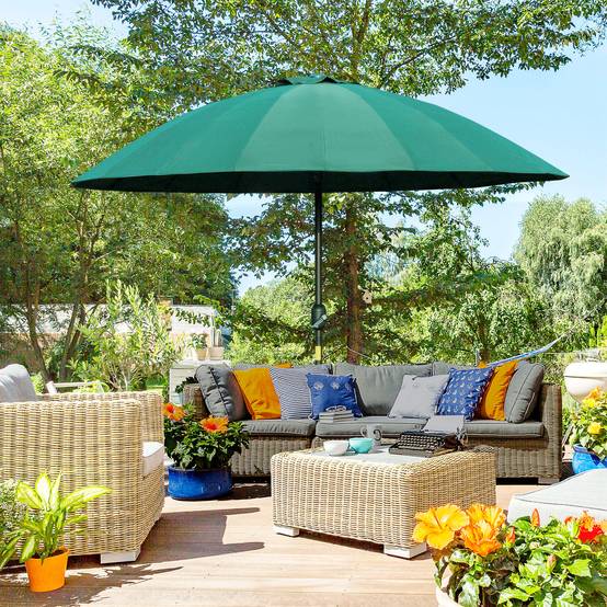Parasol droit parasol de jardin inclinable rond 18 baleines manivelle - 255x255x240cm Métal Vert fr176 - Image 3