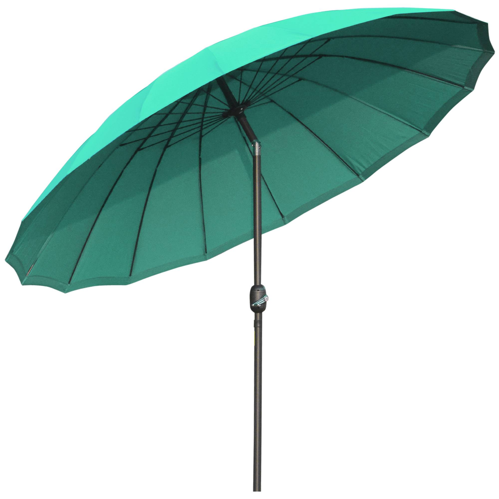 Parasol droit parasol de jardin inclinable rond 18 baleines manivelle - 255x255x240cm Métal Vert fr176 - Image 1