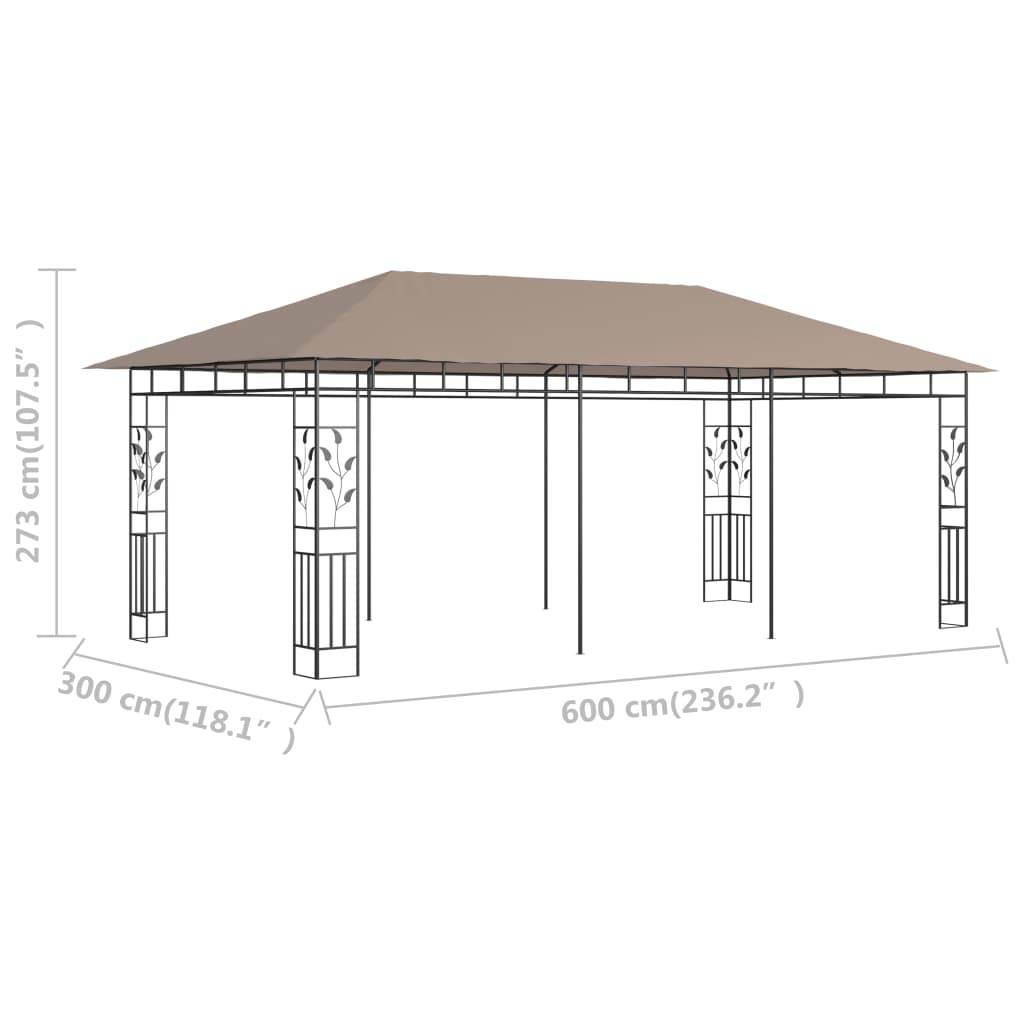 Vidaxl - Belvédère avec moustiquaire 6x3x2,73 m Taupe 180 g/m² vidaXL 312253 - Image 3