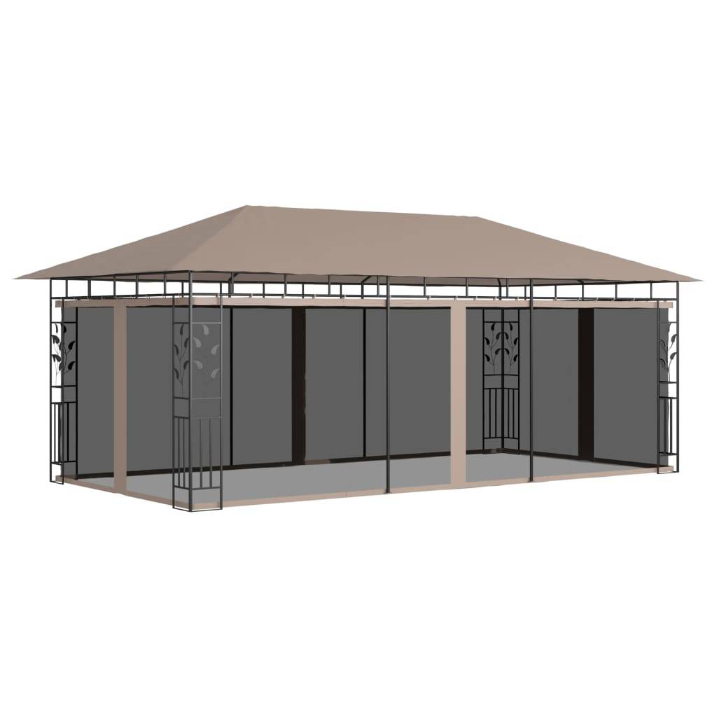Vidaxl - Belvédère avec moustiquaire 6x3x2,73 m Taupe 180 g/m² vidaXL 312253 - Image 1