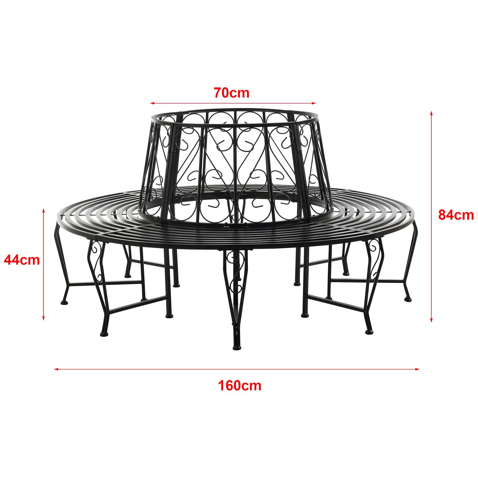 Helloshop26 - Banc de jardin rond pour arbre 160 x 84 cm acier noir - Image 3