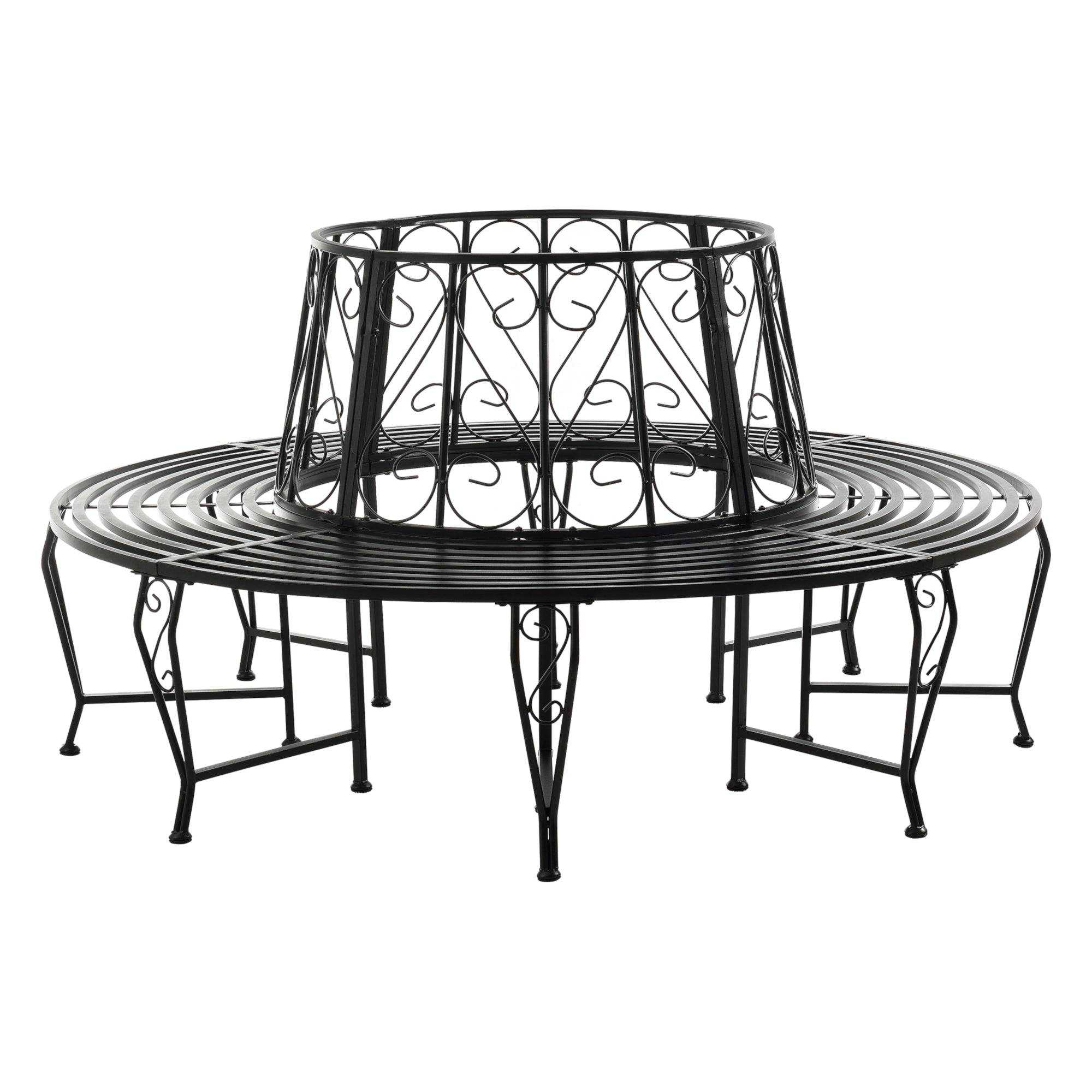 Helloshop26 - Banc de jardin rond pour arbre 160 x 84 cm acier noir - Image 2