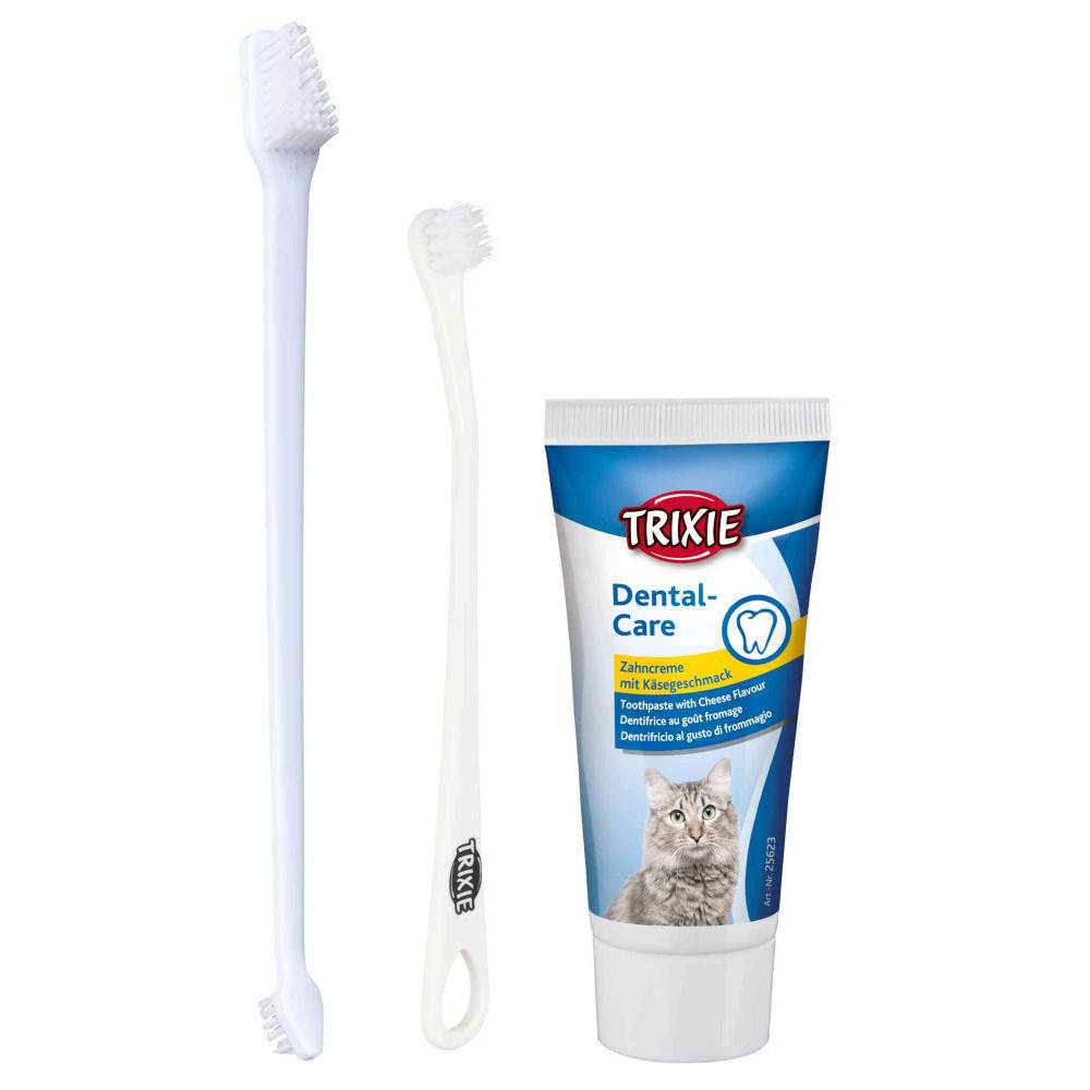 Trixie - Trixie - Set hygiène dentaire chat gout fromage 50g - Image 1