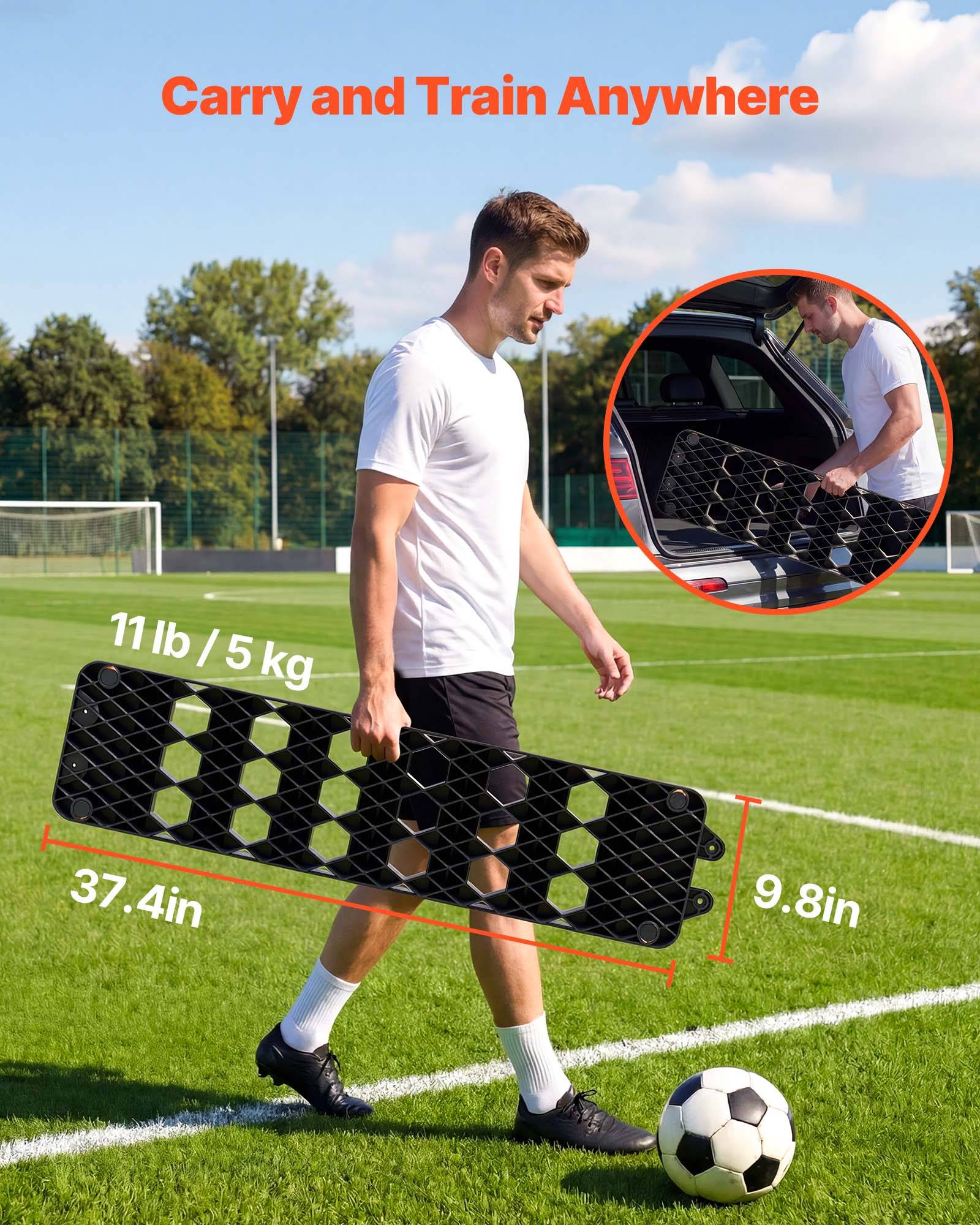 Vevor - VEVOR Planche de rebond pour football 99x24,5 cm, double face 6 en 1, cadre acier Q195, portable et stable. - Image 5