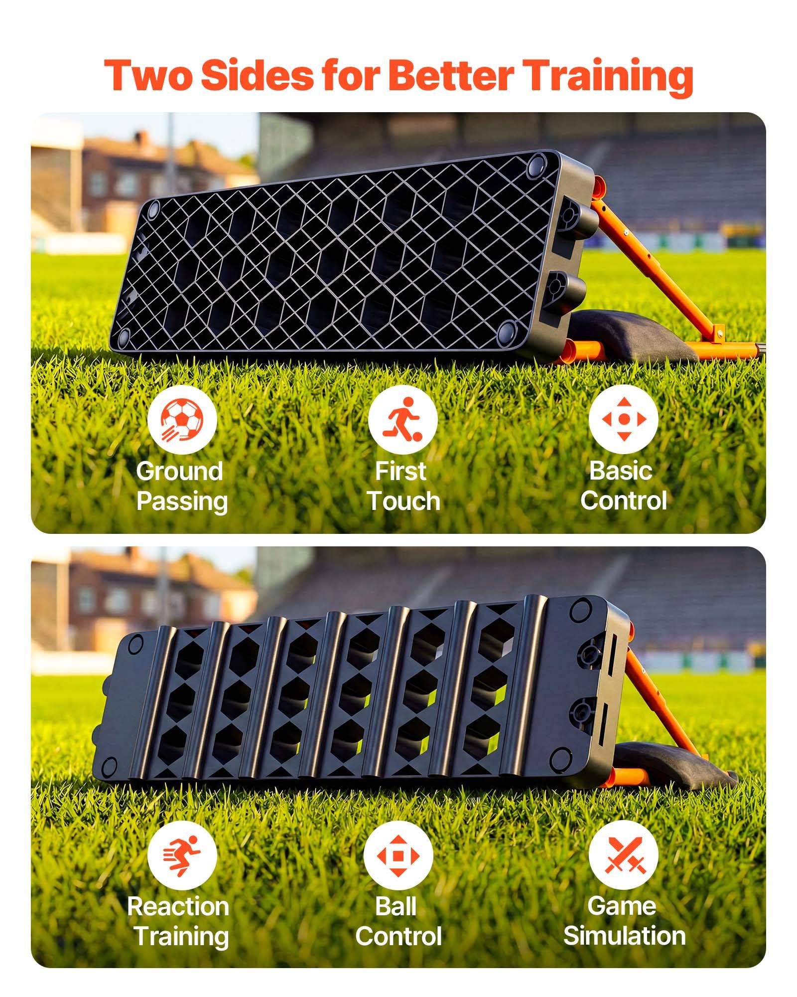 Vevor - VEVOR Planche de rebond pour football 99x24,5 cm, double face 6 en 1, cadre acier Q195, portable et stable. - Image 2