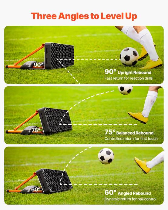 Vevor - VEVOR Planche de rebond pour football 99x24,5 cm, double face 6 en 1, cadre acier Q195, portable et stable. - Image 3