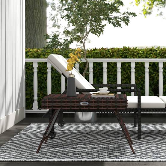 PANGIVO - Table basse de jardin résine tressée marron 60 x 41 x 41 cm - PANGIVO - Image 4