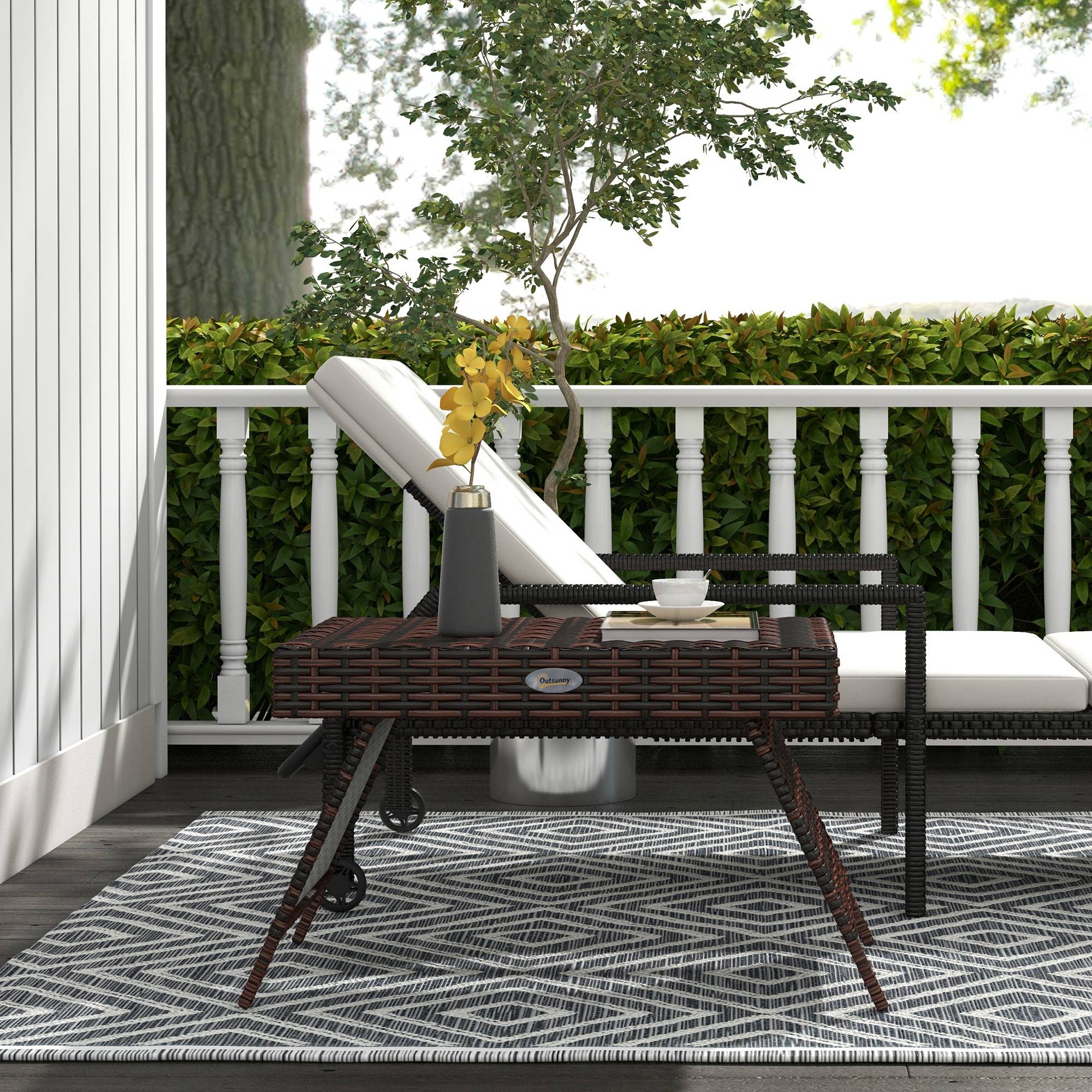 PANGIVO - Table basse de jardin résine tressée marron 60 x 41 x 41 cm - PANGIVO - Image 4