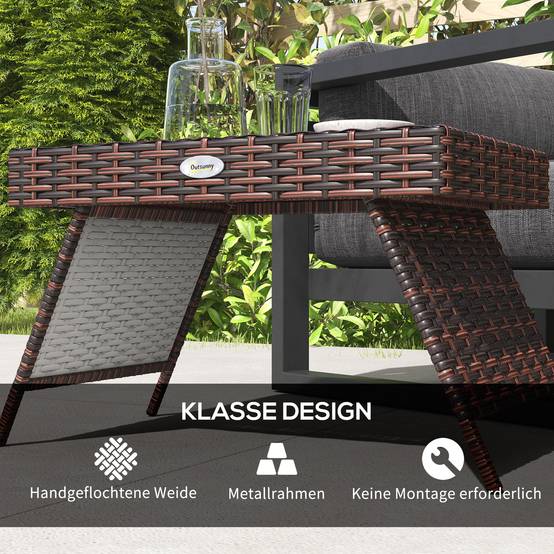 PANGIVO - Table basse de jardin résine tressée marron 60 x 41 x 41 cm - PANGIVO - Image 7