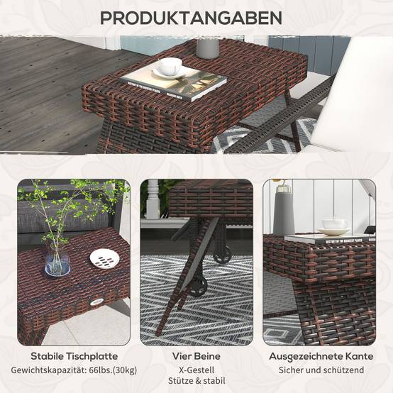 PANGIVO - Table basse de jardin résine tressée marron 60 x 41 x 41 cm - PANGIVO - Image 9