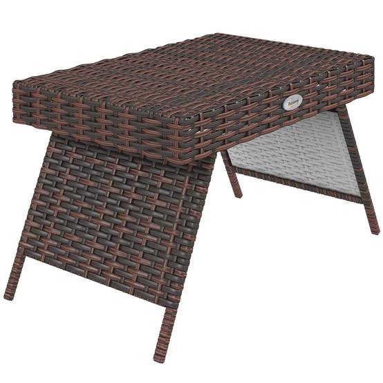 PANGIVO - Table basse de jardin résine tressée marron 60 x 41 x 41 cm - PANGIVO - Image 2