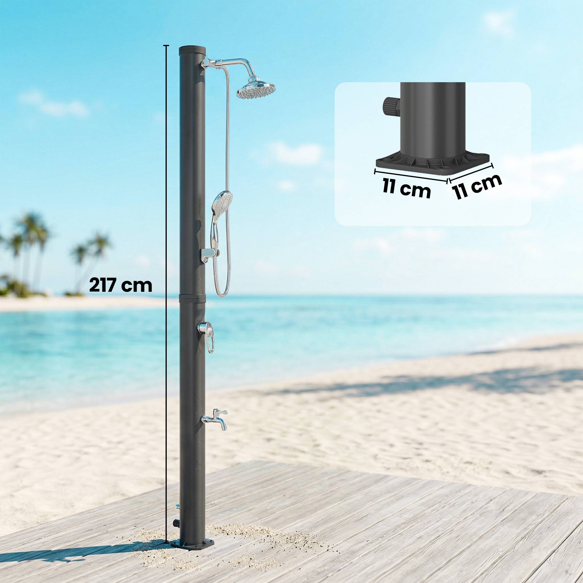 Douche solaire 20 L, protection antigel brevetée, jardin, noire, utilisable 4 saisons - Image 5