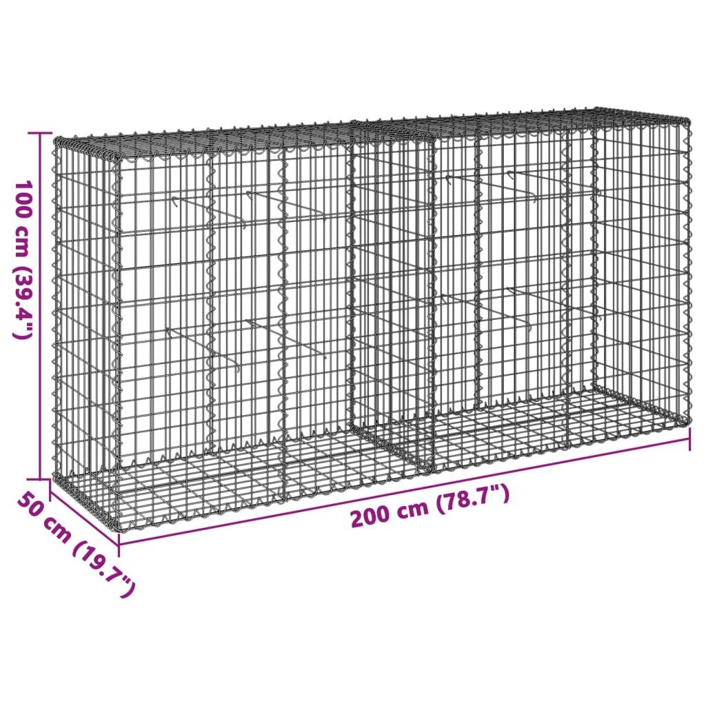 Vidaxl - Panier gabion avec couvercle 200x50x100 cm fer galvanisé vidaXL 3295143 - Image 3