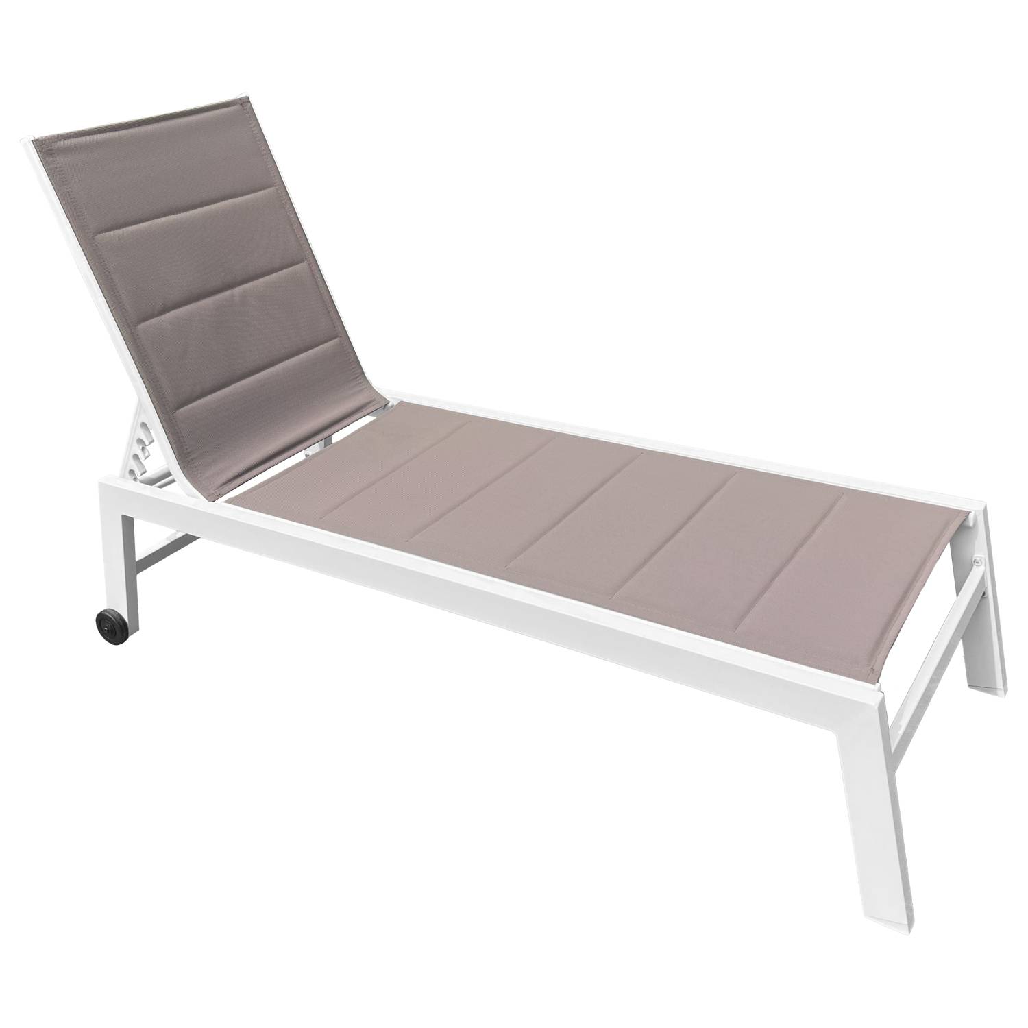 Happy Garden - Lot de 2 bains de soleil BARBADOS en textilène taupe - aluminium blanc - HAPPY GARDEN - Image 9