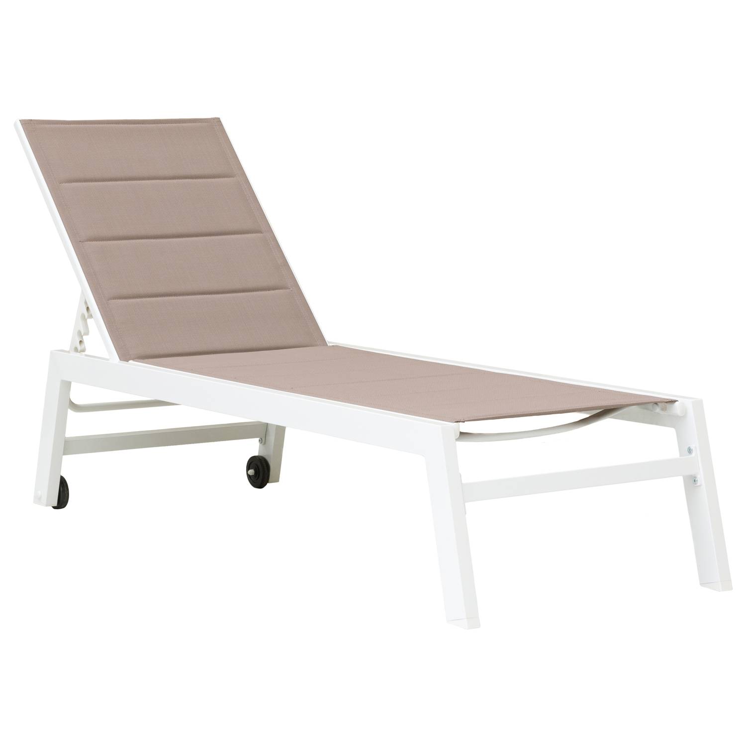 Happy Garden - Lot de 2 bains de soleil BARBADOS en textilène taupe - aluminium blanc - HAPPY GARDEN - Image 9