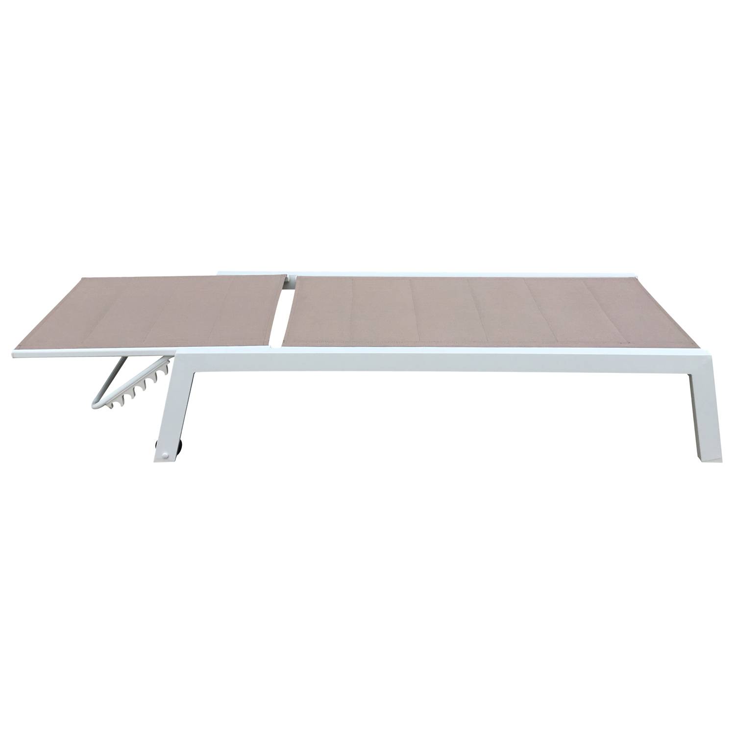 Happy Garden - Lot de 2 bains de soleil BARBADOS en textilène taupe - aluminium blanc - HAPPY GARDEN - Image 4