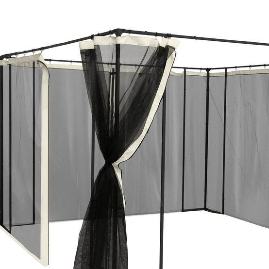 4 panneaux lateraux 3,5x2 m pour tente de jardin, toile moustiquaire pour cenador gazebo, fermetures et anneaux, noir - Image 8