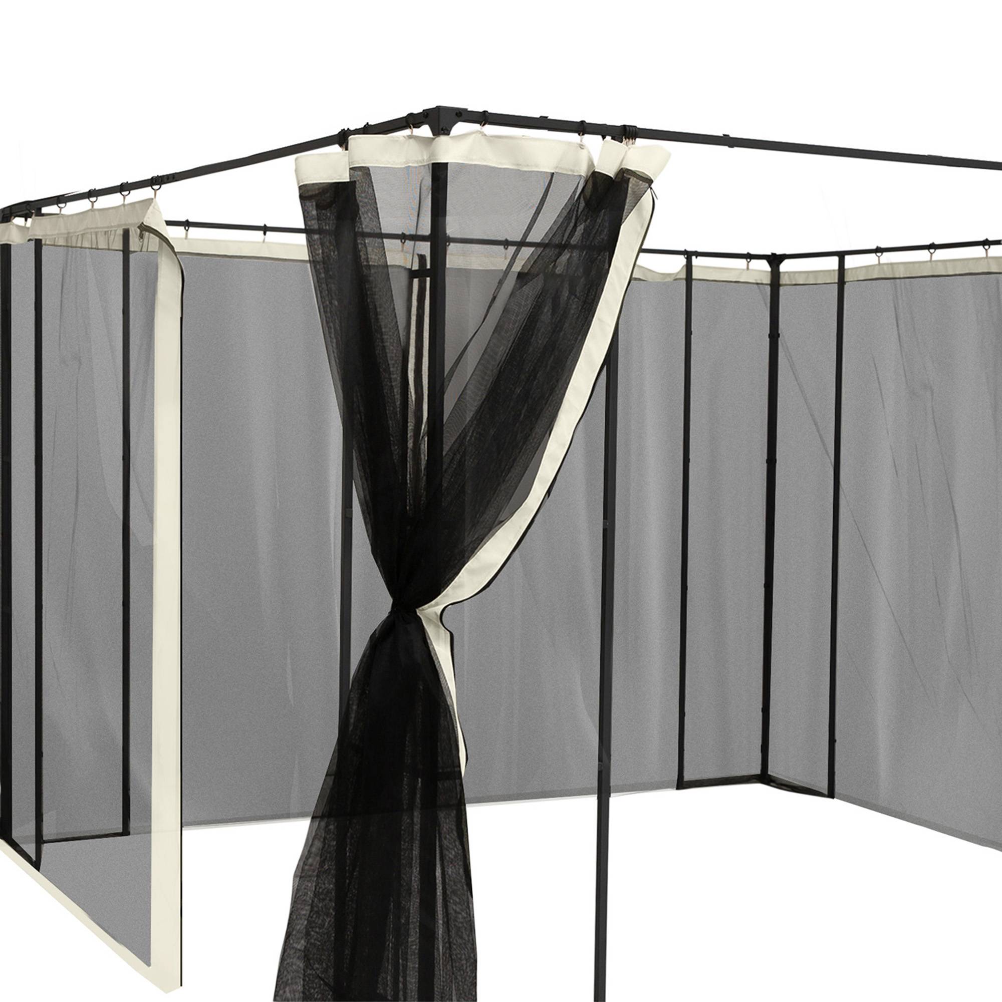 4 panneaux lateraux 3,5x2 m pour tente de jardin, toile moustiquaire pour cenador gazebo, fermetures et anneaux, noir - Image 8