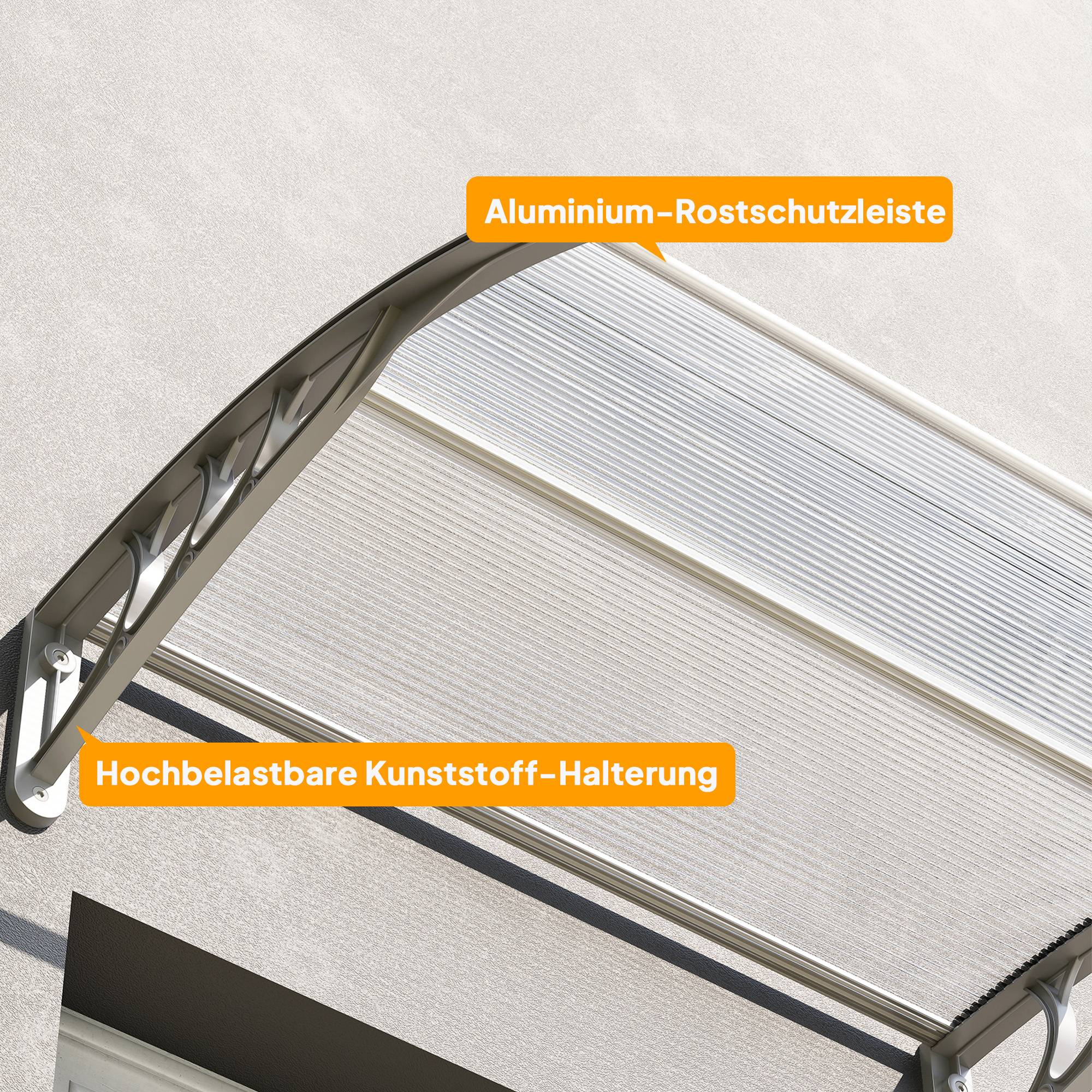 Auvent de porte polycarbonate argent 100 x 75 x 23 cm - PANGIVO - Image 10