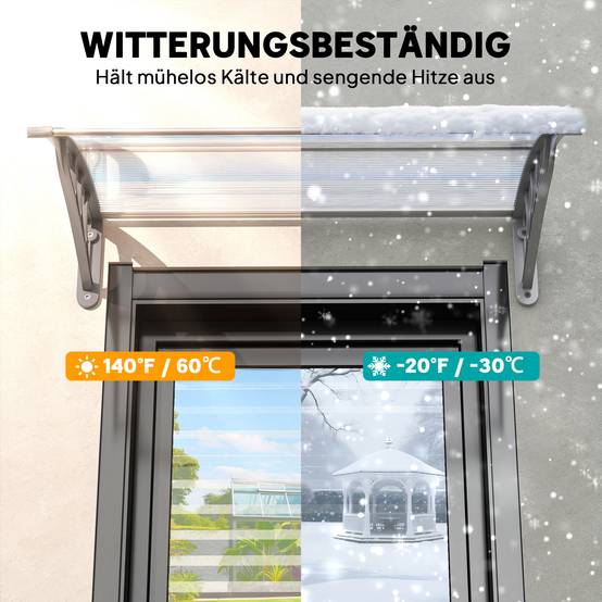 Auvent de porte polycarbonate argent 100 x 75 x 23 cm - PANGIVO - Image 8