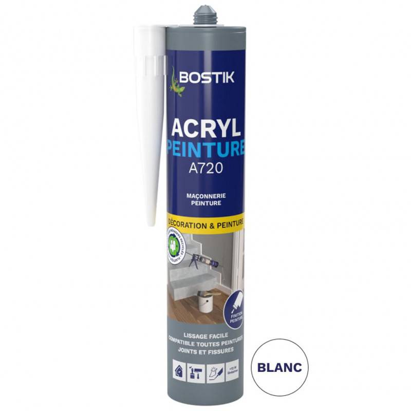 Bostik - Mastic d'étanchéité ACRYL Peinture A720 310ml Blanc BOSTIK - Image 1