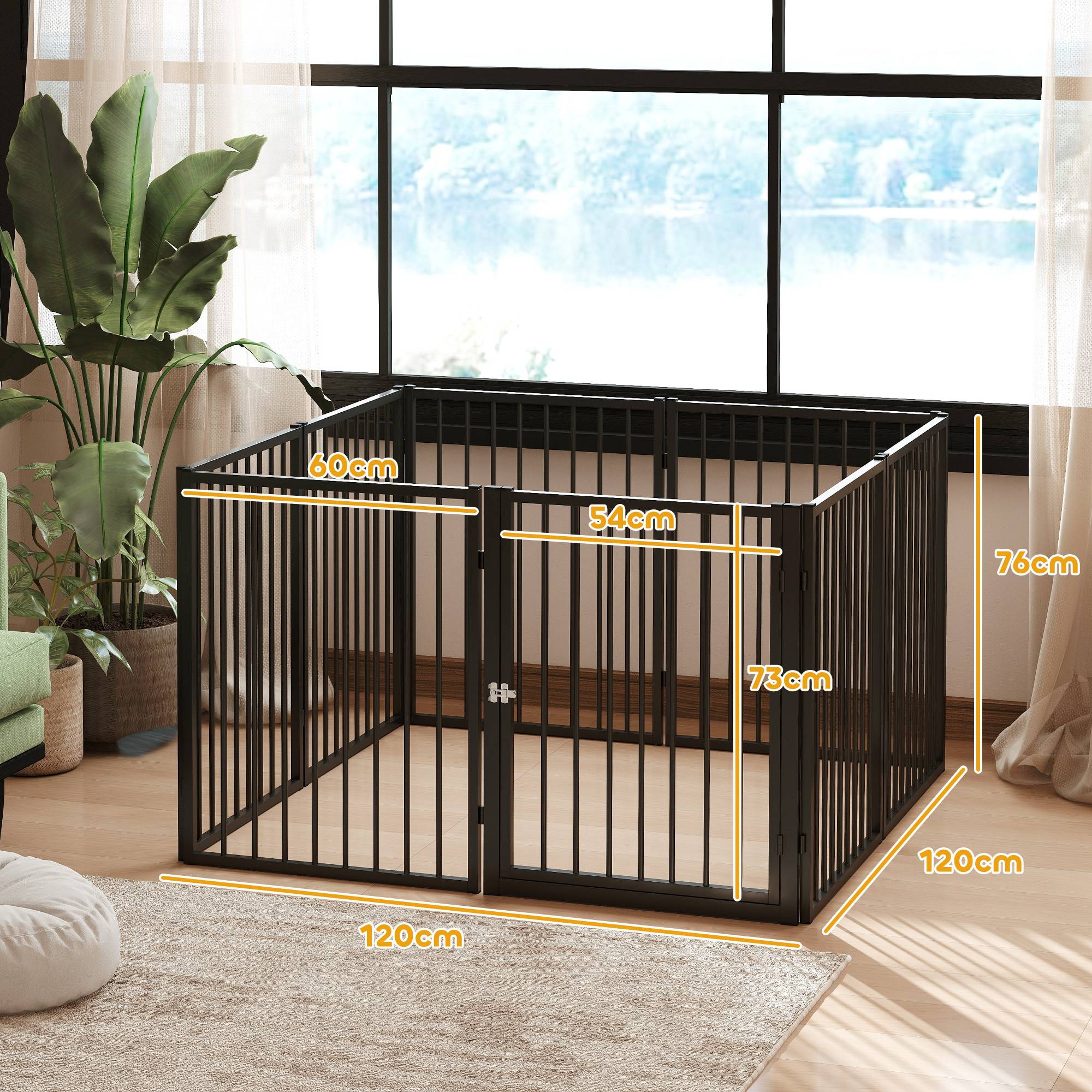 Parc pour chien, parc pour animaux, 8 panneaux, clôture portable pliable, sécurisé, noir - Image 5