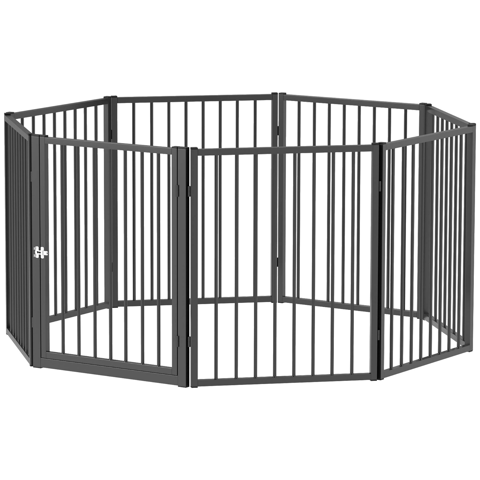 Parc pour chien, parc pour animaux, 8 panneaux, clôture portable pliable, sécurisé, noir - Image 2