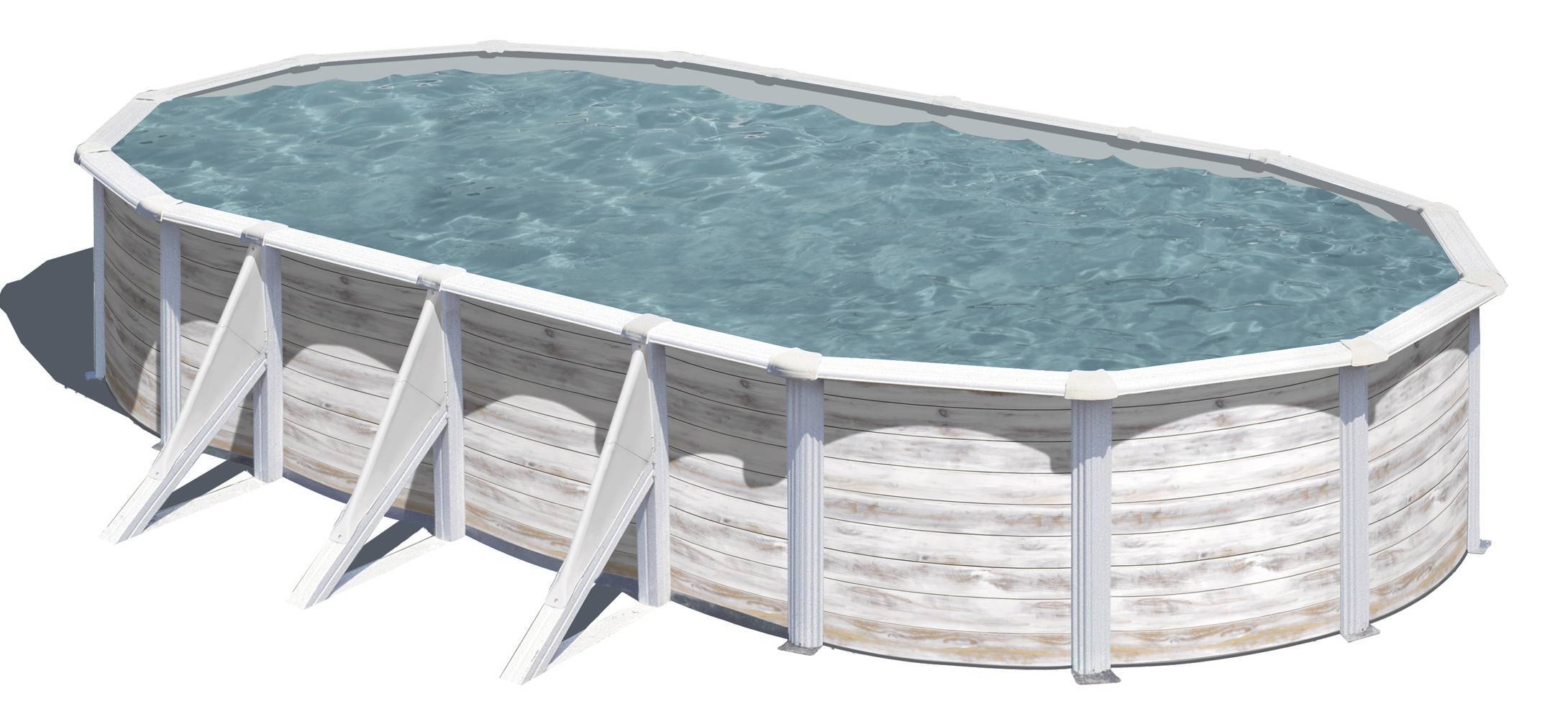 Gre Pools - Piscine ovale acier 7,44m x 3,99m x H: 1,22m -  Imitation bois Nordique Gre Pools - Image 1