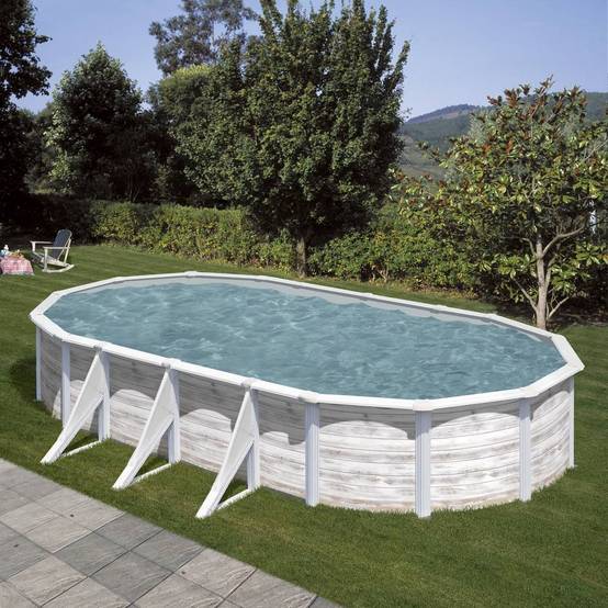 Gre Pools - Piscine ovale acier 7,44m x 3,99m x H: 1,22m - Imitation bois Nordique Gre Pools - Image 2