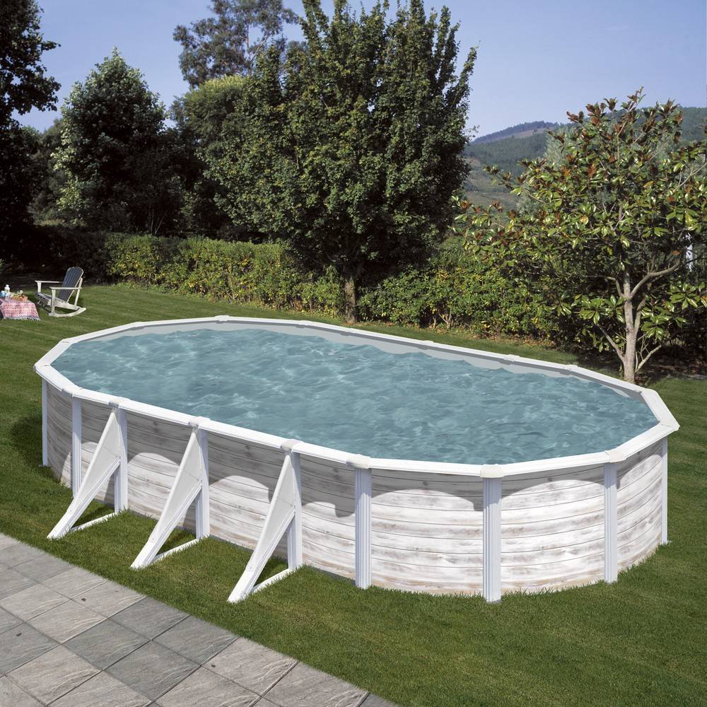 Gre Pools - Piscine ovale acier 7,44m x 3,99m x H: 1,22m -  Imitation bois Nordique Gre Pools - Image 2