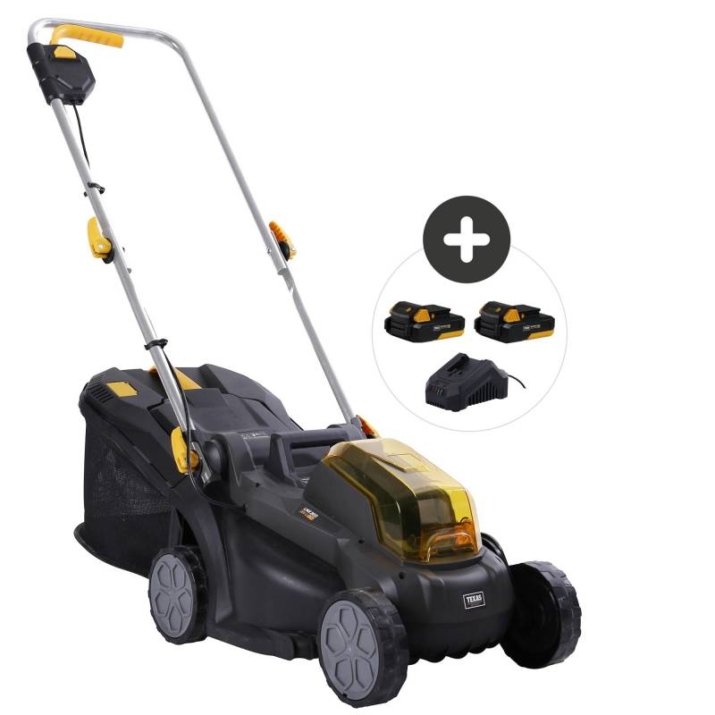 Texas - Tondeuse gazon 2 batteries 20V 2Ah lame 33cm bac 35l TEXAS LMX2033