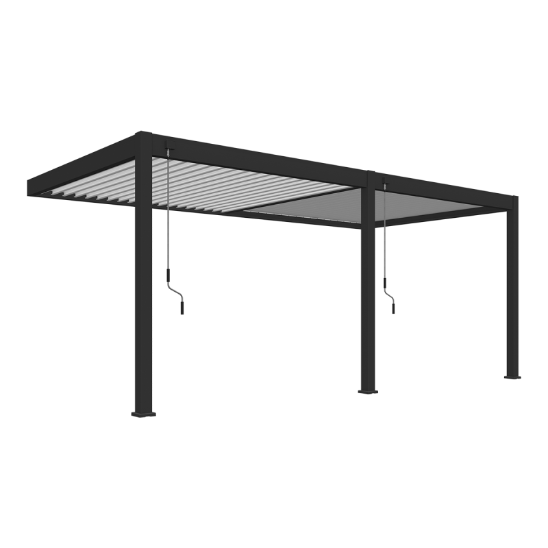Ombrea - Pergola bioclimatique Ombréa adossée VS - 3x6M bicolore + 2 stores Blancs - Image 4